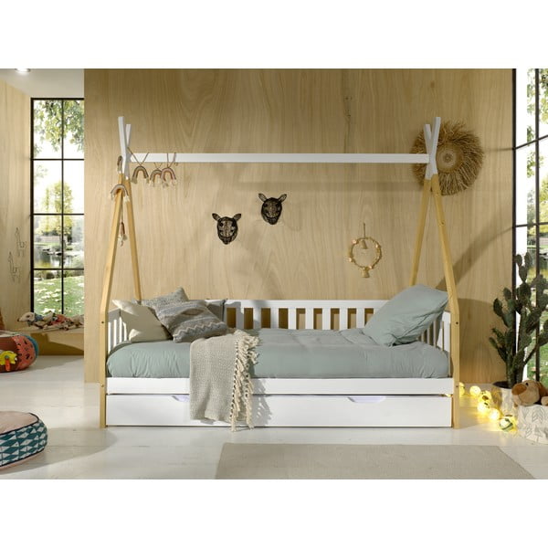Letto per bambini in legno di pino bianco con contenitore 90x200 cm TIPI - Vipack-image-1