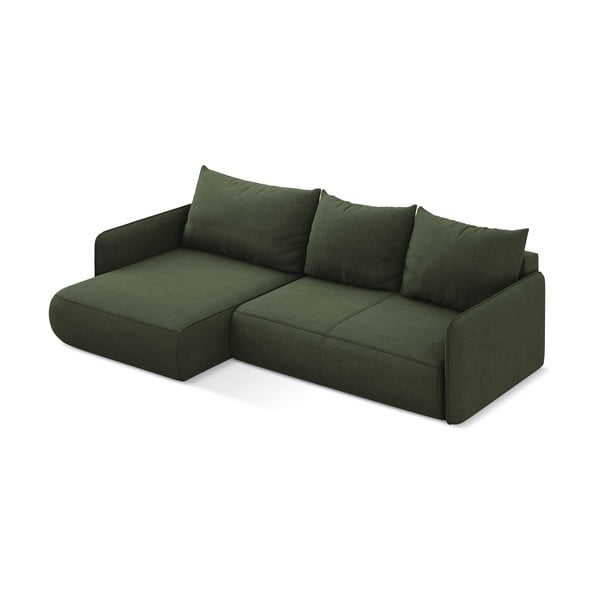 Divano angolare verde allungabile/con contenitore (con penisola a sinistra) Nanea – Makamii-image-4