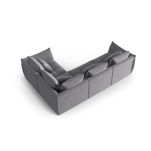 Divano angolare grigio scuro (con penisola a destra/a L) con rivestimento in velluto Bloom – Micadoni -image-3