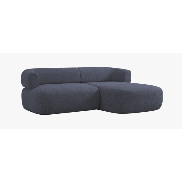 Divano angolare blu scuro (con penisola a destra/con chaise lounge) con rivestimento in bouclé Jenny – Micadoni -image-4