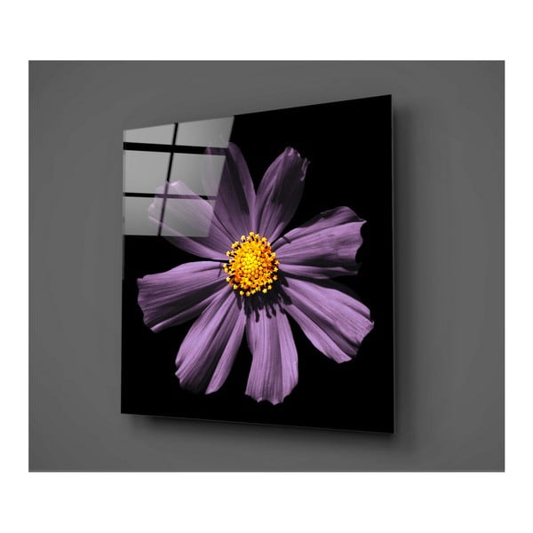 Quadro in vetro nero e viola Flowerina, 30 x 30 cm - Insigne