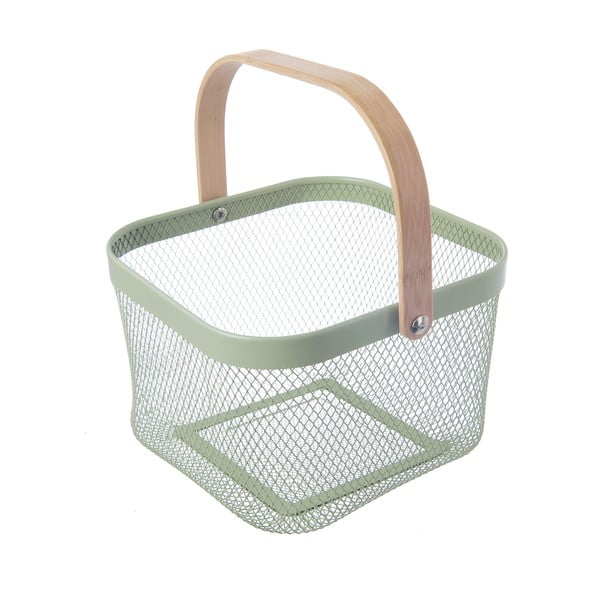 Cesto con filo metallico in metallo 24,5x24,5x30 cm Greenish – Orion-image-4
