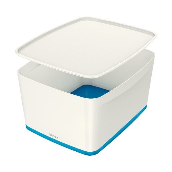 Scatola di plastica bianco-blu con coperchio 32x38,5x20 cm MyBox - Leitz