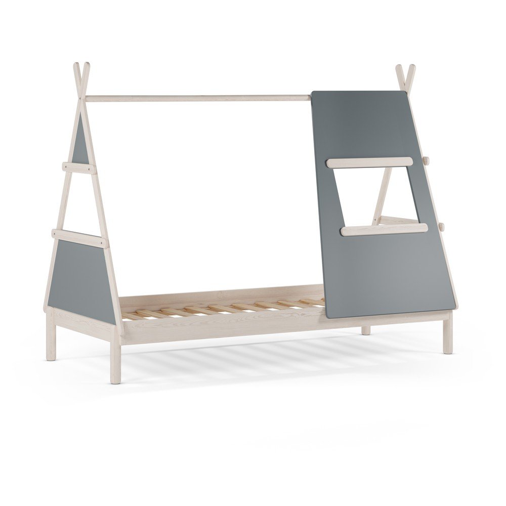 Letto da bambini a forma di casa verde polveroso in pino massiccio con rete inclusa 90x200 cm Enola – Marckeric | Letti per bambini