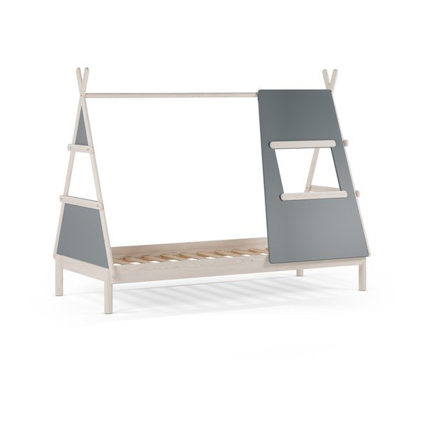 Letto da bambini a forma di casa verde polveroso in pino massiccio con rete inclusa 90x200 cm Enola – Marckeric