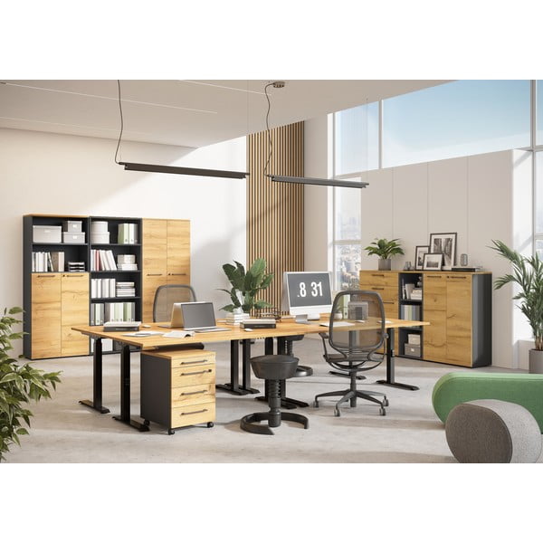 Scrivania regolabile elettricamente con piano effetto rovere 80x160 cm Agenda - Germania-image-2