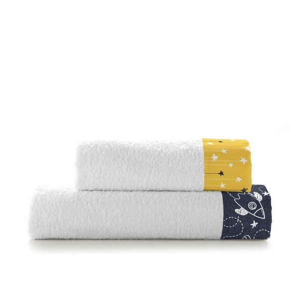 Set di asciugamani e teli da bagno in cotone bianco 2 pezzi 70x140 cm Starspace - Mr. Fox-image-2