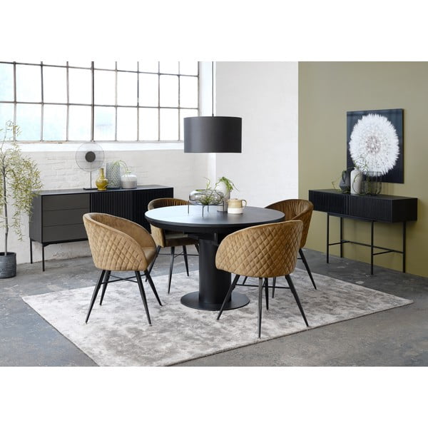 Consolle in rovere nero con gambe in metallo, lunghezza 120 cm Oxford - Canett-image-2