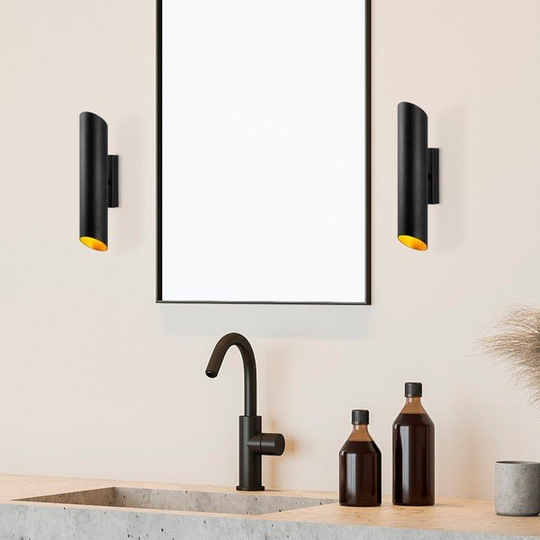 Lampada da parete in nero e oro ø 8 cm Cut - Opviq lights-image-2