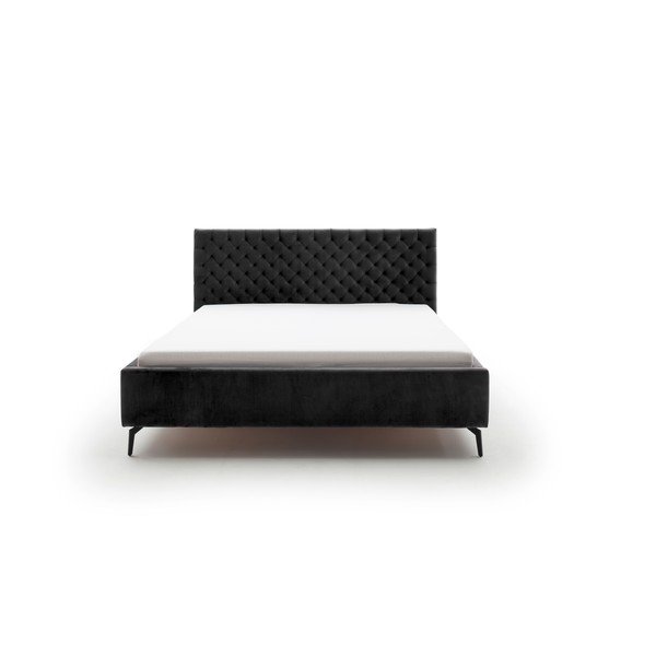 Letto matrimoniale imbottito nero con contenitore con rete inclusa 180x200 cm La Maison – Meise Möbel-image-2