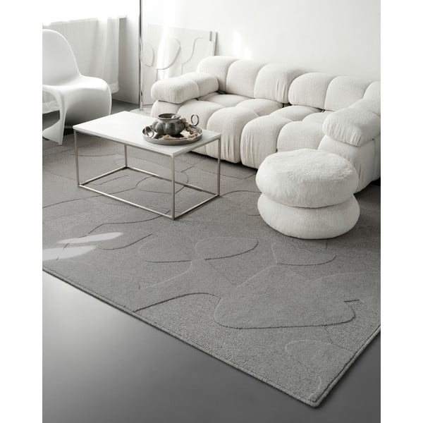 Tappeto in lana grigio 200x300 cm Morphic Botanica - Agnella-image-1