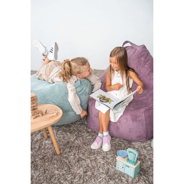 Pouf a sacco per bambini grigio chiaro con rivestimento in velluto a coste Game Amuse – SLOWDOWN-image-1