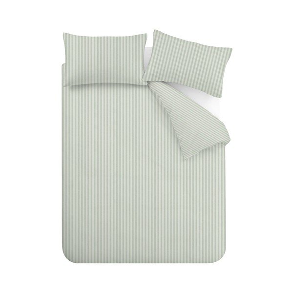 Set copripiumino e federa verde per letto matrimoniale 3 pezzi 200x200 cm Epping Textured Stripe – Catherine Lansfield