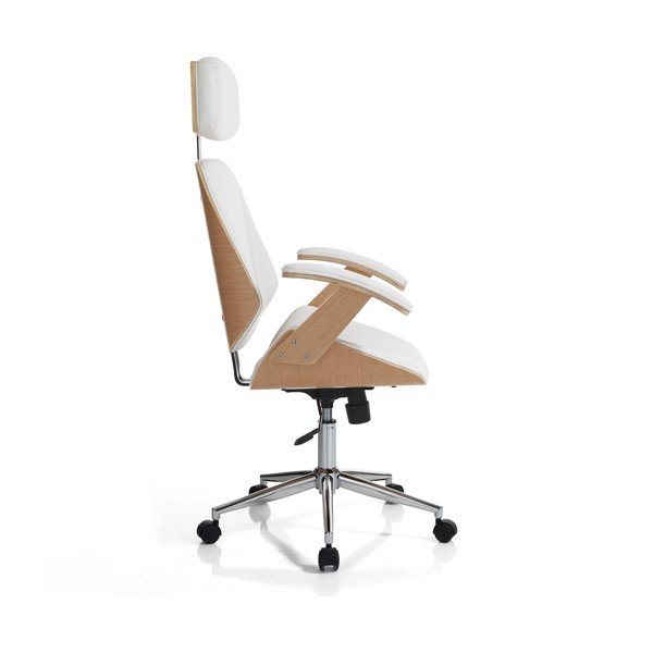 Sedia da ufficio bianca in similpelle Visby – Tomasucci-image-3