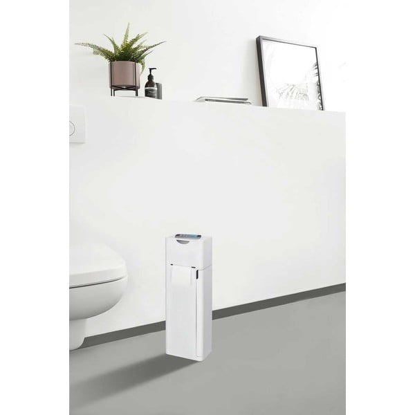 Porta carta igienica in plastica bianca con spazzolino Imon - Wenko-image-1