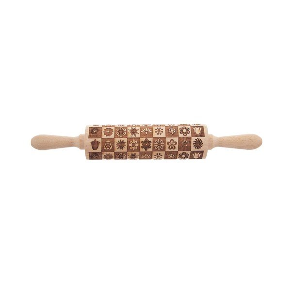 Rullo per pasta in legno con fiore in rilievo Dekor - Orion