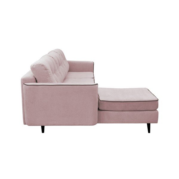 Divano letto rosa con gambe nere Dragonfly, angolo sinistro - Mazzini Sofas-image-2