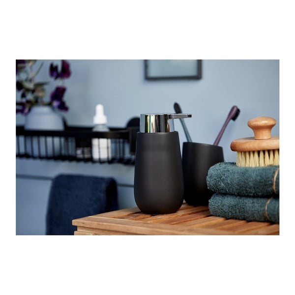 Dosatore di sapone in ceramica nera Badi - Wenko-image-3