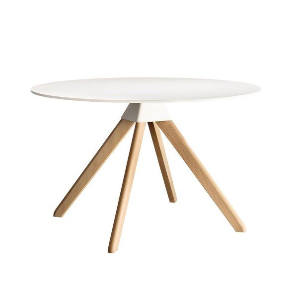 Tavolo da pranzo bianco con base in faggio, ø 120 cm Cuckoo - Magis