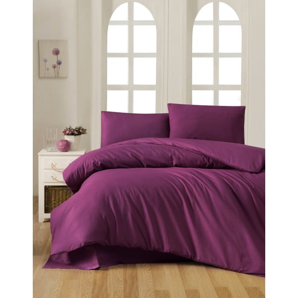 Biancheria da letto in viola scuro in cotone renforcé per letto singolo 140x200 cm – Mijolnir