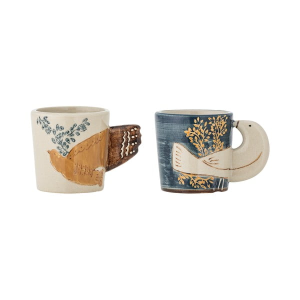 Tazzine in set per espresso blu/color crema in gres 2 pz 55 ml Hezha – Bloomingville