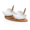 Set di 2 ciotole da portata con vassoio in bambù e due spiedini Coeur Blanc - Brandani