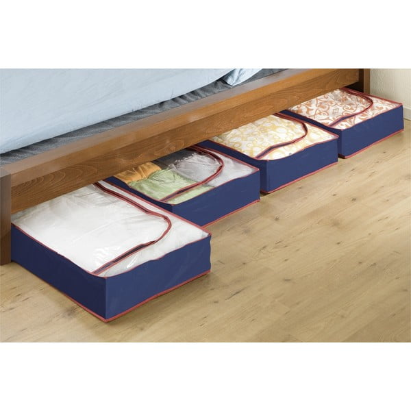 Set di organizer per sottoletto in plastica 4 pz 100x45x15 cm Deep Blue – Maximex-image-1