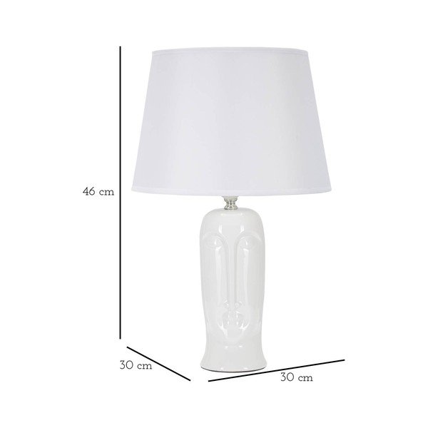 Lampada da tavolo in ceramica bianca con paralume in tessuto (altezza 46 cm) Statua - Mauro Ferretti-image-4