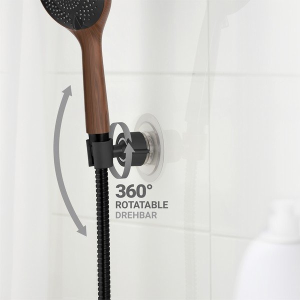 Supporto per soffione doccia senza foratura nero opaco in plastica Libertà – Wenko-image-2