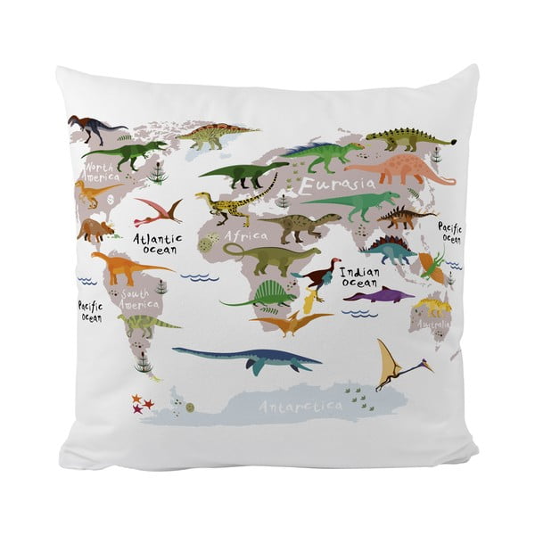 Federa per bambini in raso di cotone 45x45 cm Dino World Map - Butter Kings