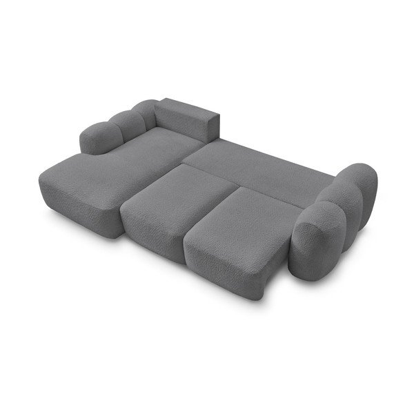 Divano angolare grigio allungabile/con contenitore (con penisola a sinistra/con chaise lounge) con rivestimento in bouclé Montaigne – Bobochic Paris-image-4