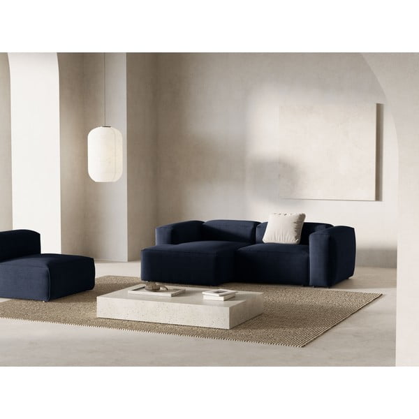 Divano angolare blu scuro (con penisola a sinistra/con chaise lounge) con rivestimento in velluto a coste Bergamo – Cosmopolitan Design-image-1