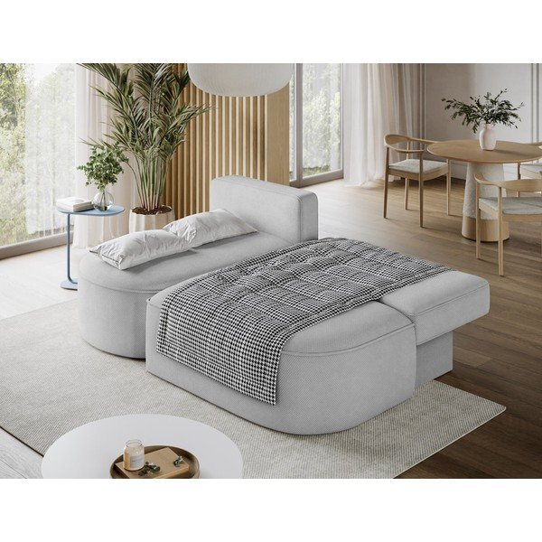 Divano angolare grigio allungabile/con contenitore (con penisola a sinistra/con chaise lounge) con rivestimento in ciniglia Livosa – ELTAP-image-1