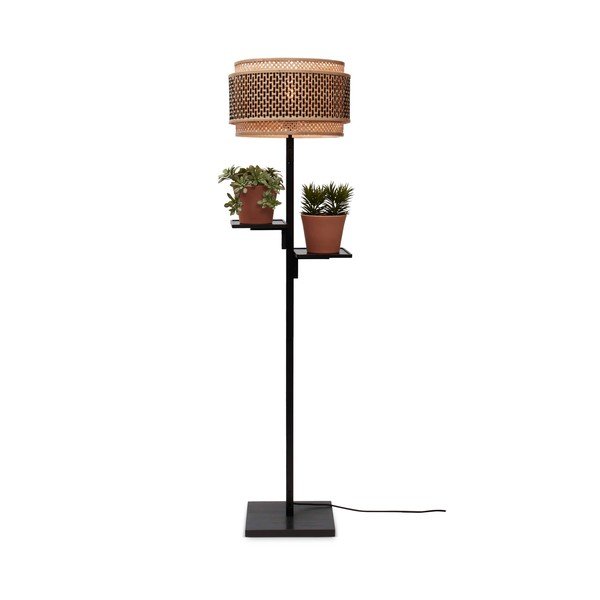 Lampada da terra con paralume in bambù di colore nero e naturale (altezza 160 cm) Bhutan - Good&Mojo