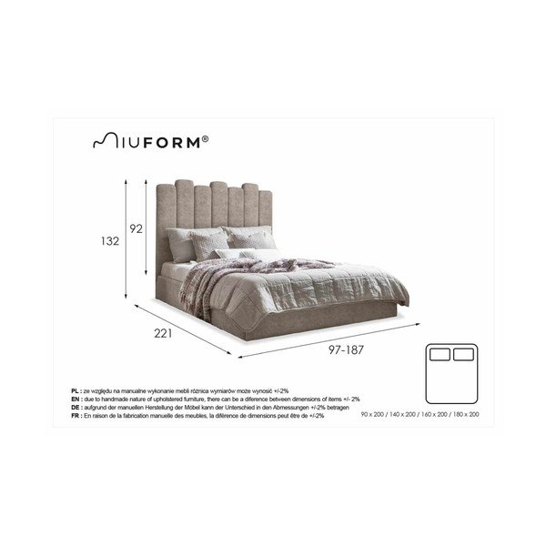 Letto singolo imbottito turchese con contenitore con griglia 90x200 cm Dreamy Aurora - Miuform-image-4