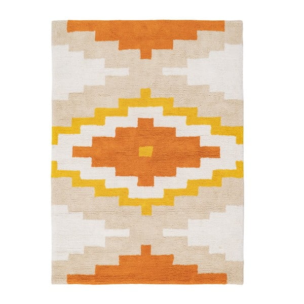 Tappeto in cotone lavabile arancione 100x135 cm Azteca - Ixia