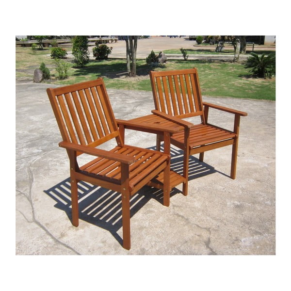 Poltrona da giardino doppia in legno di eucalipto Edison - Garden Pleasure-image-1