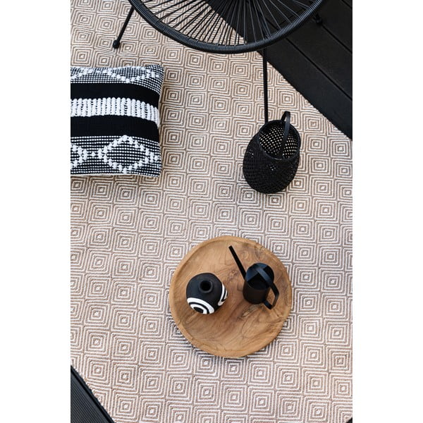 Tappeto per esterni bifacciale crema in plastica riciclata, 120 x 180 cm Solitaire - Green Decore-image-1