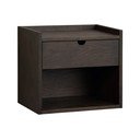 Comodino colore naturale scuro in rovere massiccio da parete/con ripiani Hillmond – Rowico
