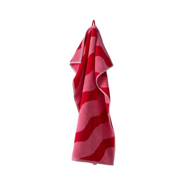 Asciugamano rosso/rosa in cotone 50x70 cm Waves – Jotex-image-2