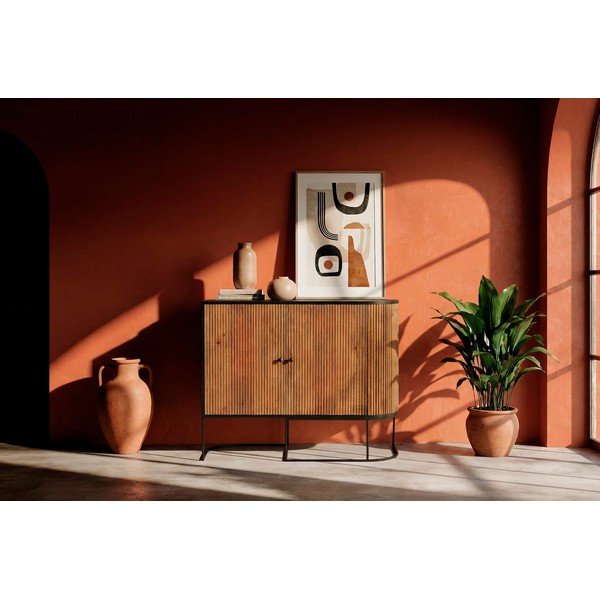 Credenza di colore naturale in mango massiccio 110x90x40 cm Curve – MOME-image-2