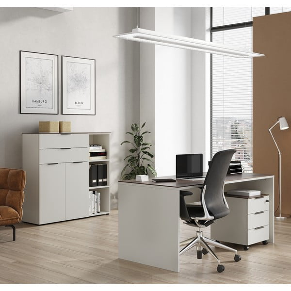 Cassettiera alta grigia e beige in noce 81x120 cm Ancona - Germania-image-4