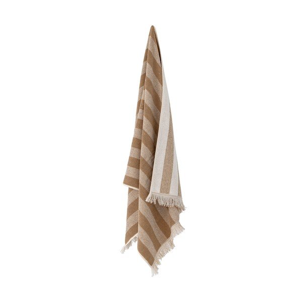 Asciugamano in cotone marrone e beige 50x100 cm Elaia - Bloomingville-image-2