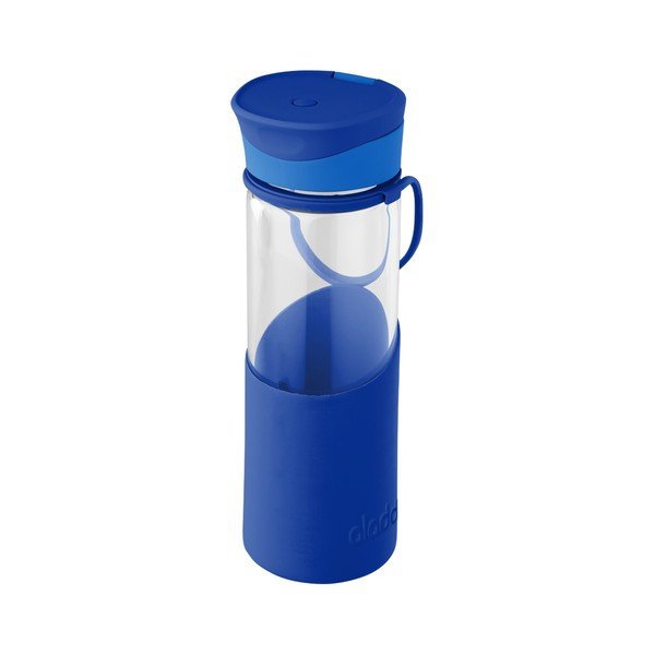 Modrá láhev na vodu se silikonovým pouzdrem Aladdin, 500 ml