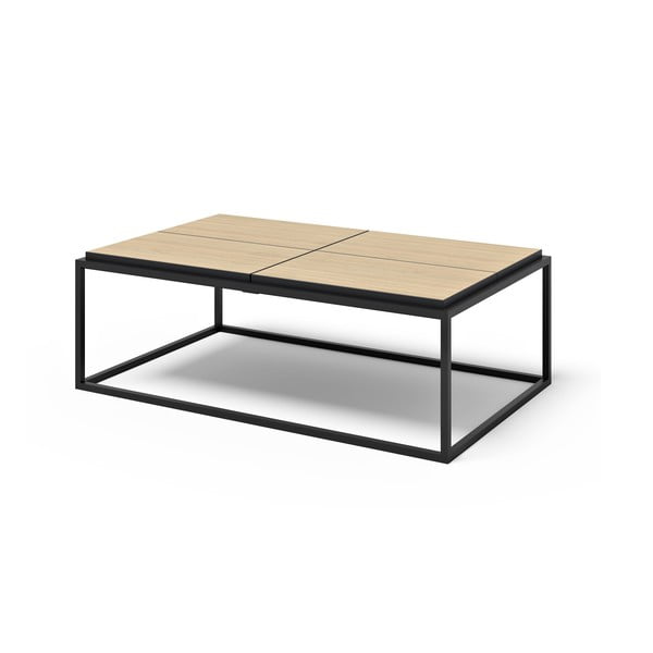 Tavolino con piano in rovere nero e naturale 75x120 cm Douro - TemaHome-image-2