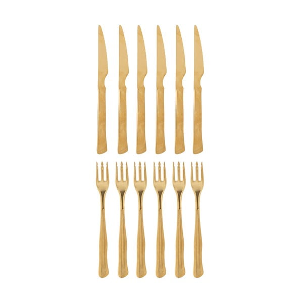 Posate dorate in acciaio inox 12 pz Ollin – Bloomingville