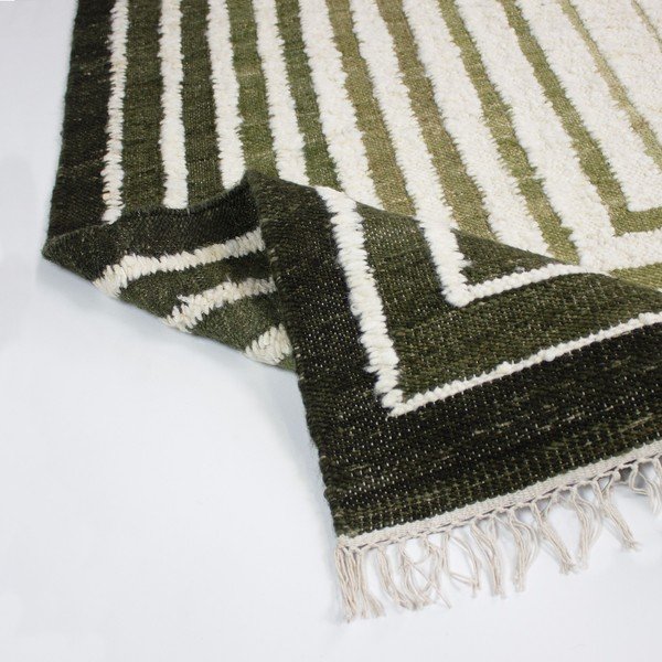 Tappeto verde in misto lana tessuto a mano 140x200 cm Boucle Frame – Flair Rugs-image-3