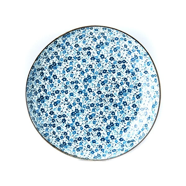 Piatto in ceramica blu e bianca Daisy, ø 23 cm Blue Daisy - MIJ