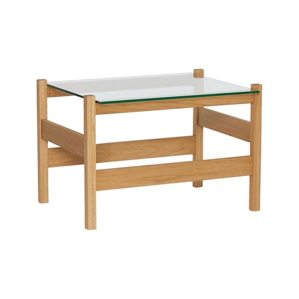 Tavolino da salotto di colore naturale con piano in vetro 52x66 cm Ledge – Hübsch-image-3