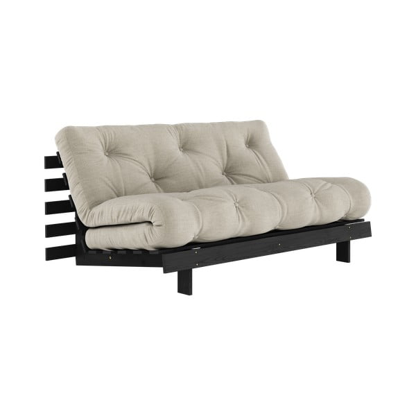 Divano letto in lino grigio e beige 160 cm Roots Black Night - Karup Design